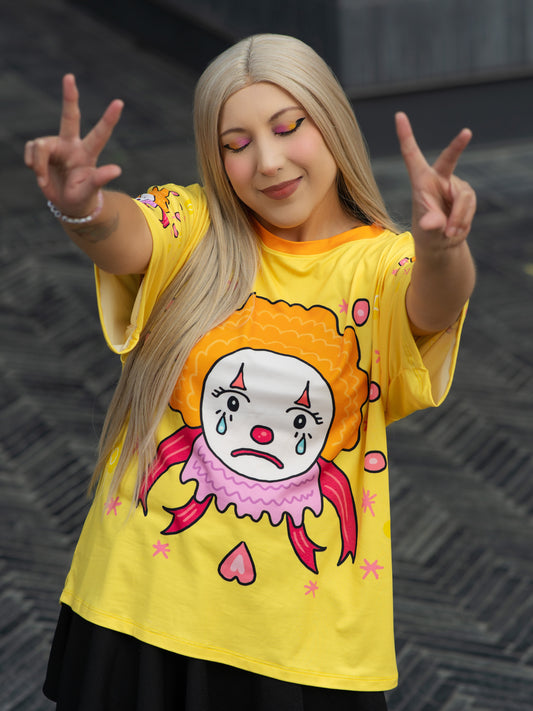 Polera oversize payaso triste