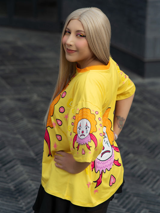 Polera oversize payaso triste